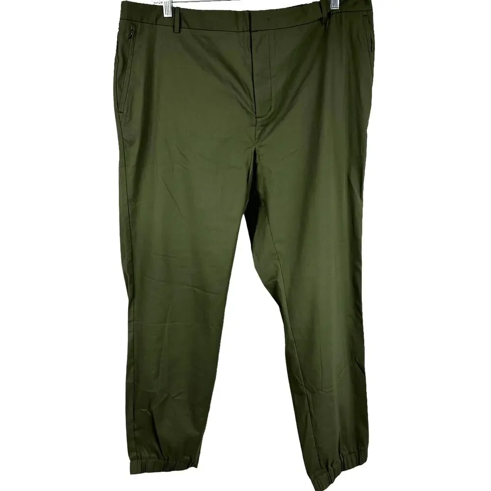 Tommy John NWT Go Anywhere Collection Shadow Green Stretch Jogger Pant 44/45